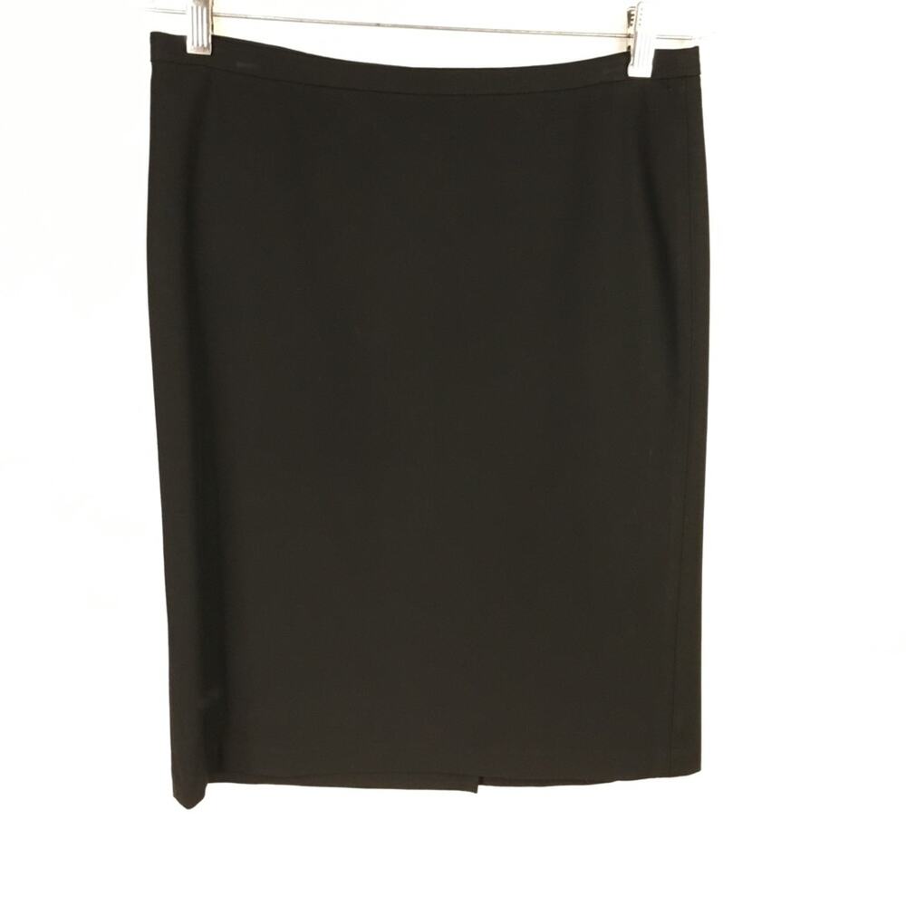 Black Stretch Pencil Skirt sz 2 Lined Back Slit